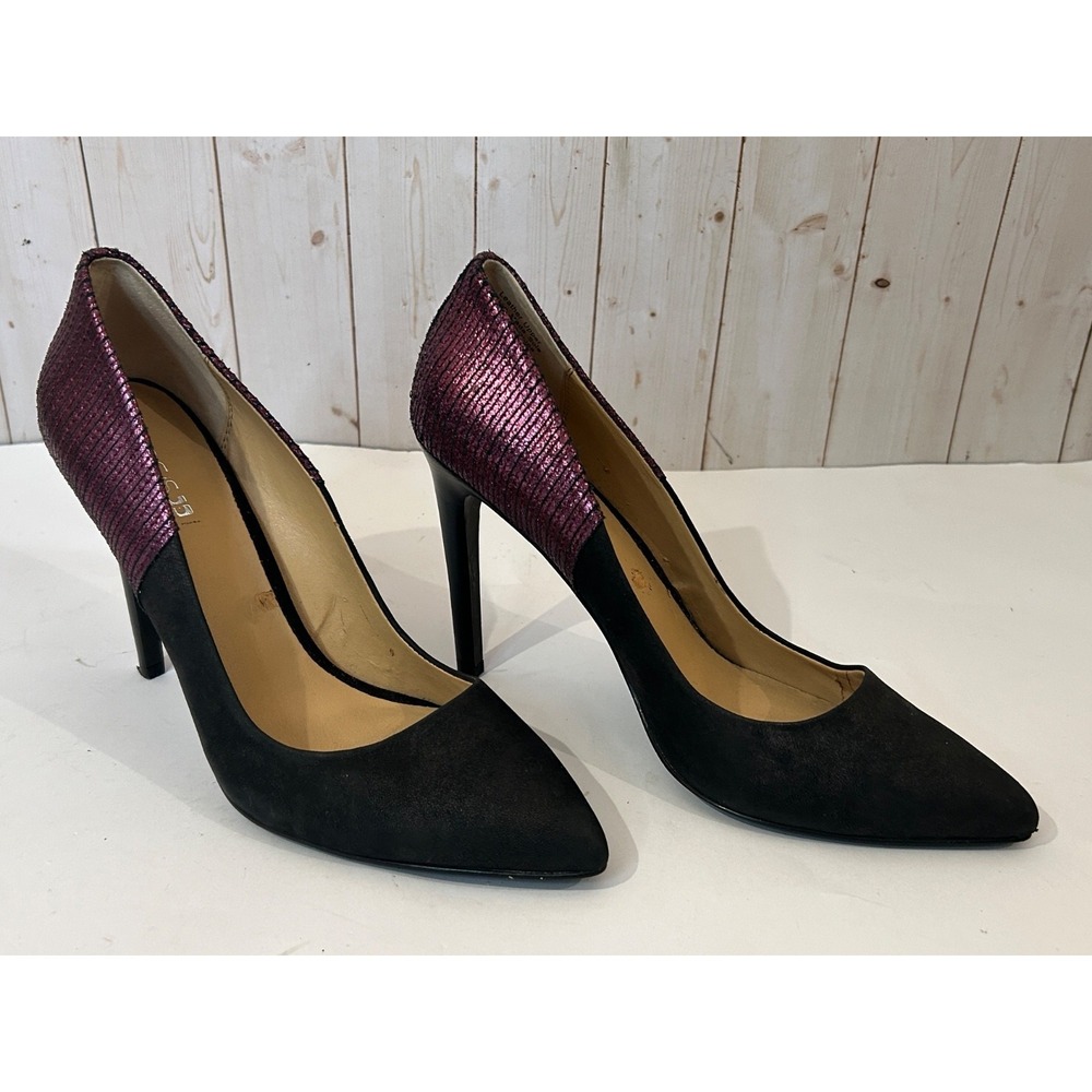JOE'S JEANS tShoes‎ Women's Black Purple Leather Stiletto Pumps Size 8M Textured
